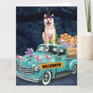 Shiba Inu Dog Halloween Lkw Beängstigende Nacht Karte