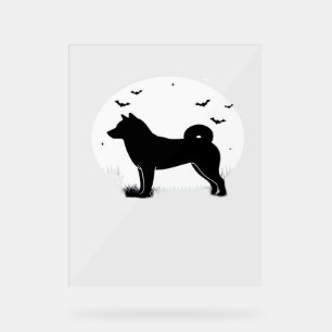 Shiba Inu Dog - Halloween Moon Silhouette Übergröß Acrylschild