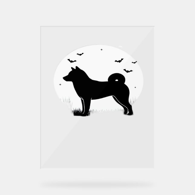 Shiba Inu Dog - Halloween Moon Silhouette Übergröß Acrylschild (Vorderseite)
