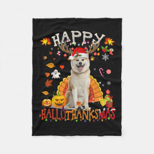 Shiba Inu Dog Halloween Weihnachtshund Happy Hallo Fleecedecke