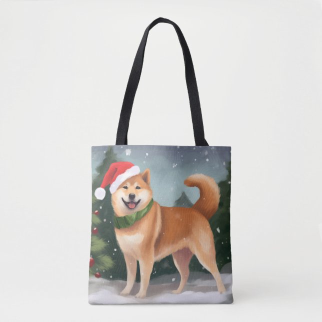 Shiba Inu Dog in Schnee Weihnachten Tasche (Vorderseite)