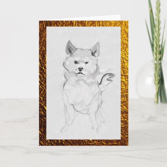 Shiba Inu Dog Portrait Pet Ink Wash Painting card Karte (Vorderseite)