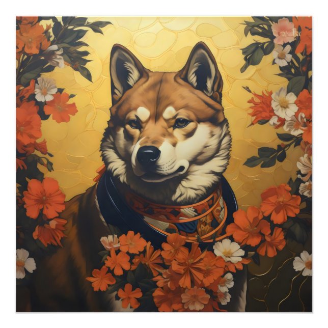 Shiba Inu Dog Samurai Fotodruck (Vorne)