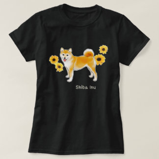 Shiba Inu Dog und Sonnenblumen T-Shirt