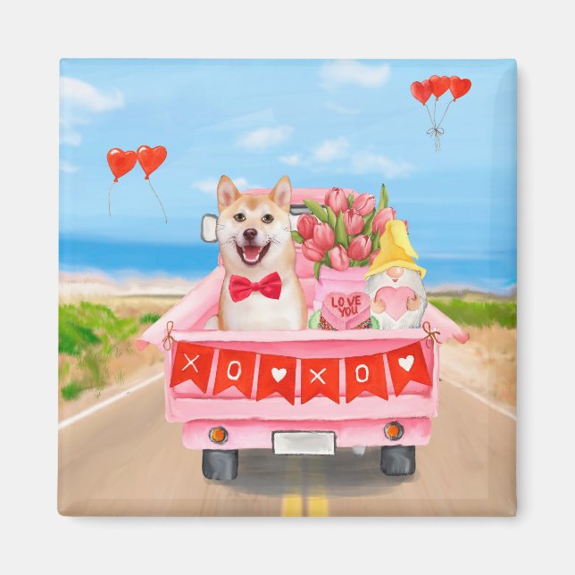 Shiba Inu Dog Valentine's Day Lkw Herz Magnet (Vorne)