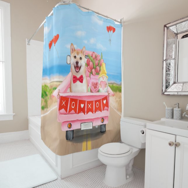 Shiba Inu Dog Valentine's Day Truck Duschvorhang (Beispiel)