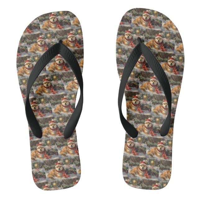 Shiba Inu Dog Weihnachtsfest Flip Flops (Fußbett)