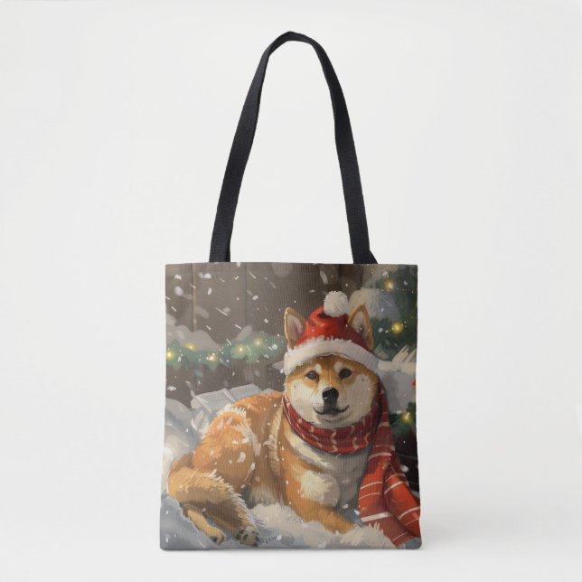 Shiba Inu Dog Weihnachtsfest Tasche (Vorderseite)