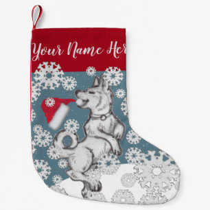 Shiba Inu Dog Weihnachtsmannmütze Blaue Winter Sch Kleiner Weihnachtsstrumpf