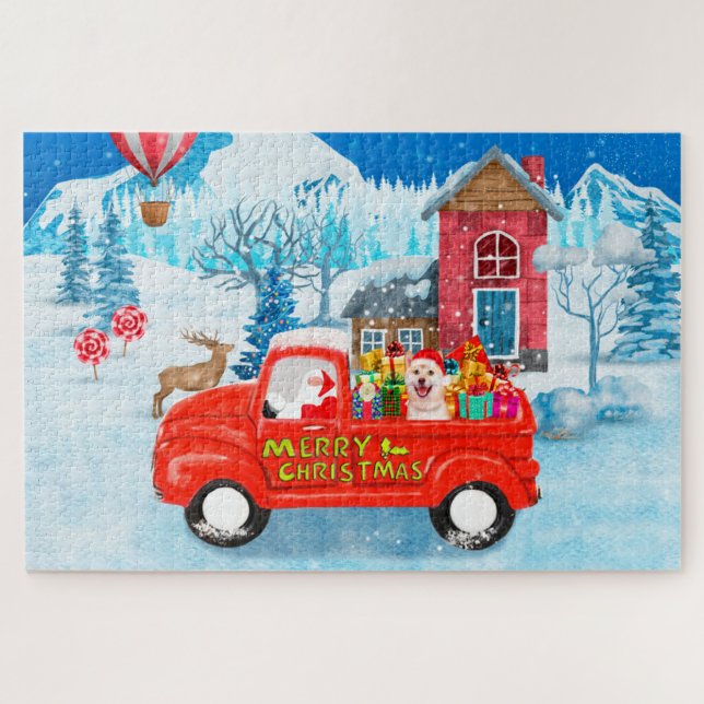 Shiba Inu Dog Weihnachtswagen Schnee (Horizontal)