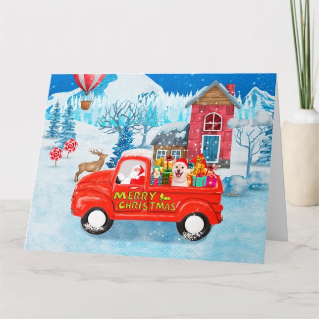 Shiba Inu Dog Weihnachtswagen Schnee Karte (Vorderseite)