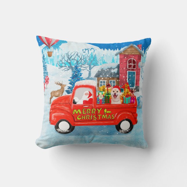 Shiba Inu Dog Weihnachtswagen Schnee Kissen (Vorderseite)