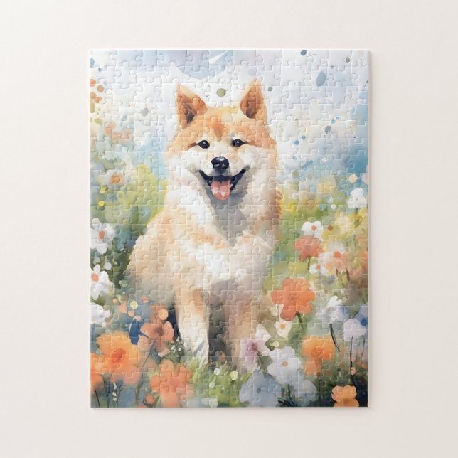 Shiba Inu farbige Aquarellbilder (Vertikal)