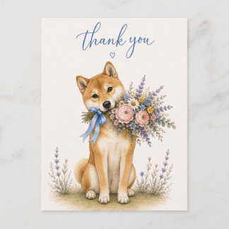 Shiba Inu Flower Bouquet Thank You Postkarte