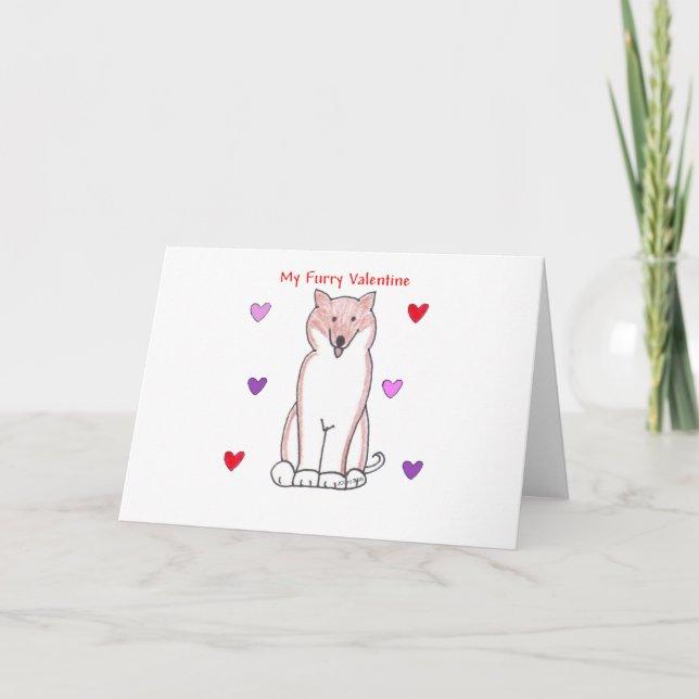 Shiba Inu Furry Valentine Feiertagskarte (Vorderseite)