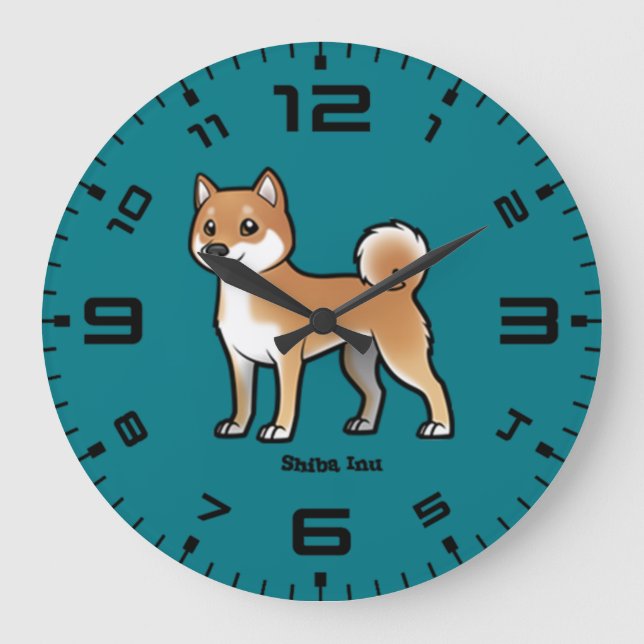 Shiba inu große wanduhr (Vorderseite)