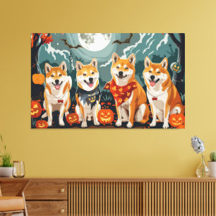Shiba Inu Halloween Gruselig Leinwanddruck