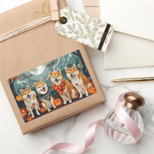 Shiba Inu Halloween Gruselig Rechteckiger Aufkleber