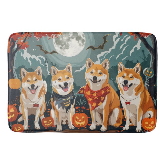 Shiba Inu Halloween Spooky Badematte (Vorderseite)