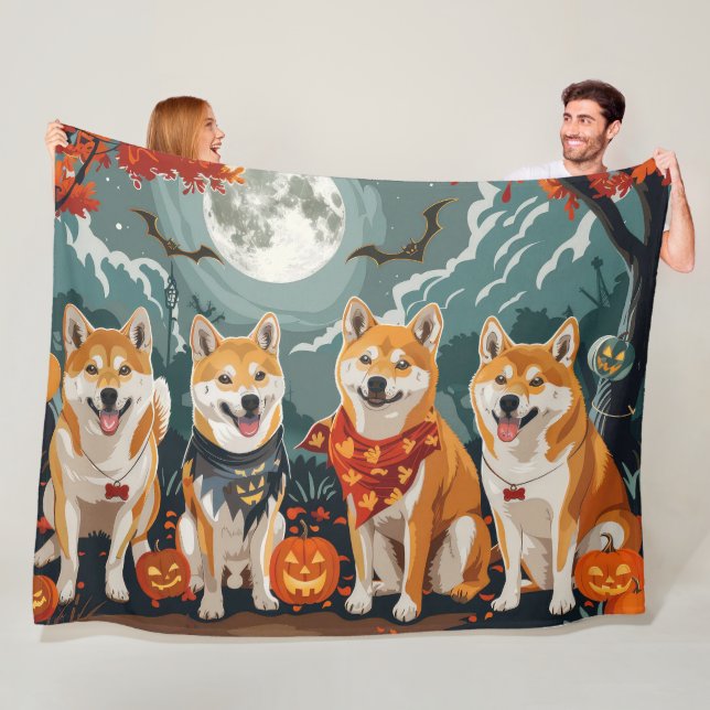 Shiba Inu Halloween Spooky Fleecedecke (Beispiel)