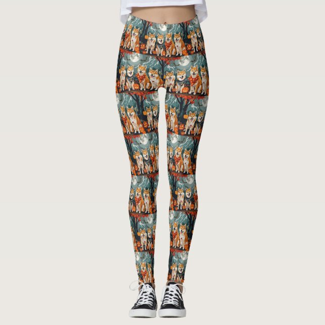 Shiba Inu Halloween Spooky Leggings (Vorderseite)