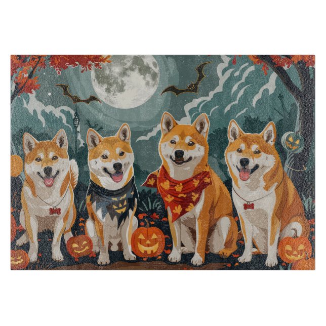 Shiba Inu Halloween Spooky Schneidebrett (Vorderseite)