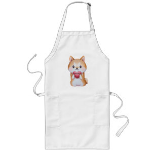 Shiba Inu hält ein Herz Lange Schürze