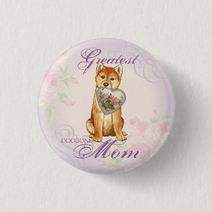 Shiba Inu Heart Mama Button