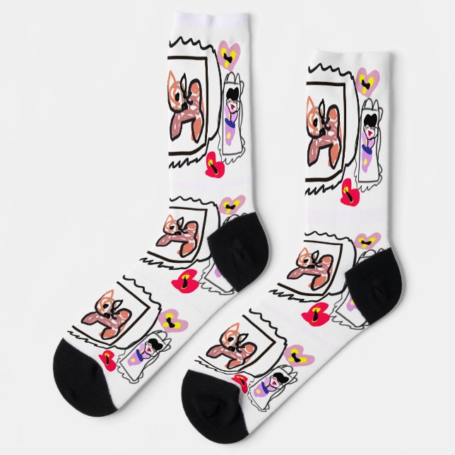 Shiba Inu Herzen Socken (Linkes Detail)