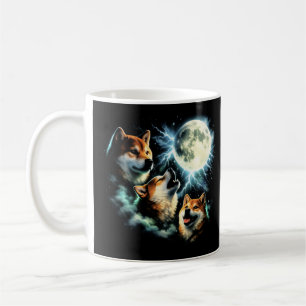 Shiba Inu Heult den Mond an Grafik Himmelskörper Kaffeetasse