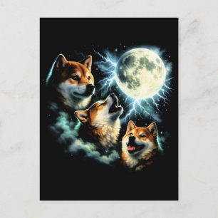 Shiba Inu Heult den Mond an Grafik Himmelskörper Postkarte