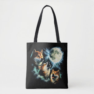 Shiba Inu Heult den Mond an Grafik Zestial Tasche