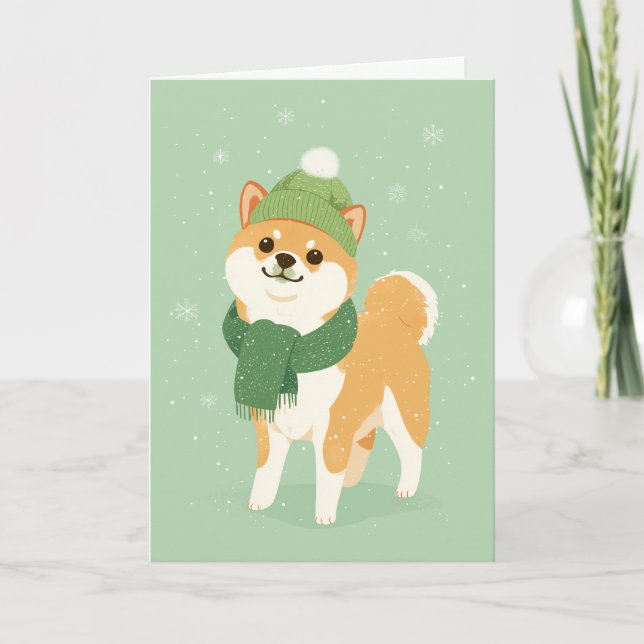 Shiba Inu Holiday Greeting Karte (Vorderseite)