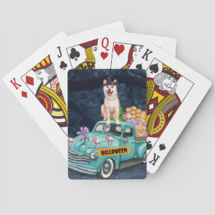 Shiba Inu Hund Halloween LKW Gruselige Nacht Spielkarten