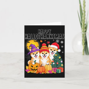 Shiba Inu Hund Halloween Weihnachten Hallothanksma Karte