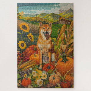 Shiba Inu Hund Herbsternte Erntedankfest