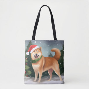 Shiba Inu Hund im Schnee Weihnachten Tasche