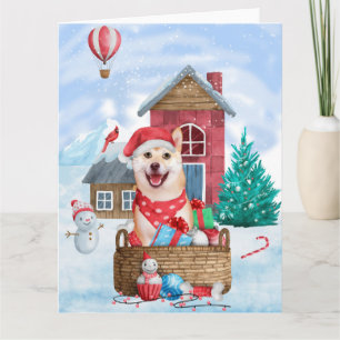Shiba Inu Hund im Schnee Weihnachtshundhaus Karte