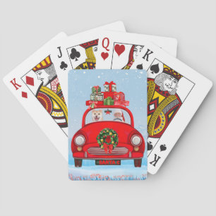 Shiba Inu Hund in Auto mit dem Weihnachtsmann Spielkarten