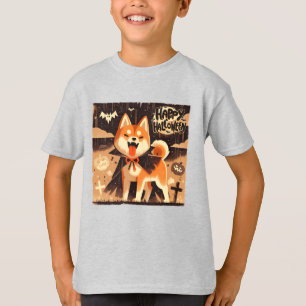 Shiba Inu Hund in Vampire-T - Shirt gekleidet