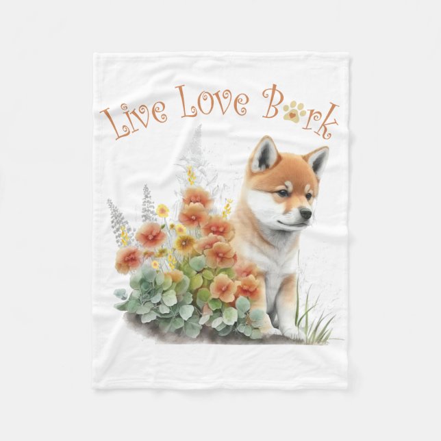 Shiba Inu Hund Mama Floral Fleecedecke (Vorderseite)