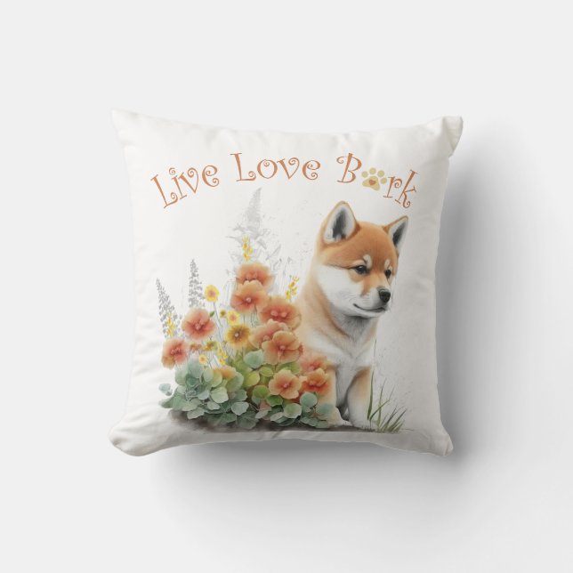 Shiba Inu Hund Mama Floral Kissen (Vorderseite)