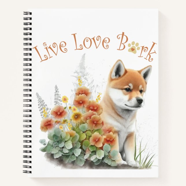 Shiba Inu Hund Mama Floral Notizbuch (Vorderseite)