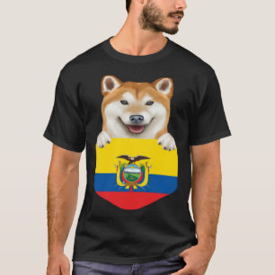 Shiba-Inu-Hund mit ecuadorianischer Flagge in der  T-Shirt