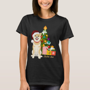 Shiba Inu Hund mit Hat Santa Claus Weihnachtsbaum T-Shirt