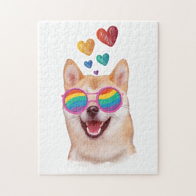 Shiba Inu Hund mit HerzValentinstag (Vertikal)