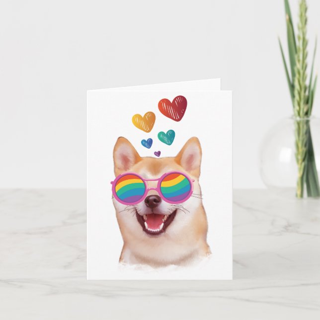 Shiba Inu Hund mit HerzValentinstag Karte (Vorderseite)