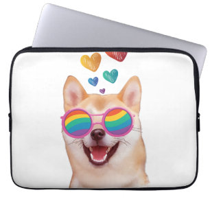 Shiba Inu Hund mit HerzValentinstag Laptopschutzhülle