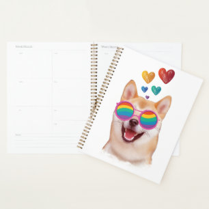 Shiba Inu Hund mit HerzValentinstag Planer