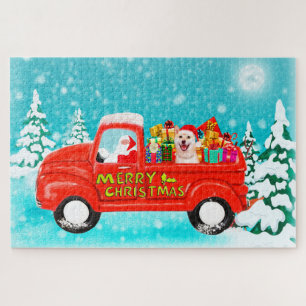 Shiba Inu Hund Weihnachten Santa Lieferwagen